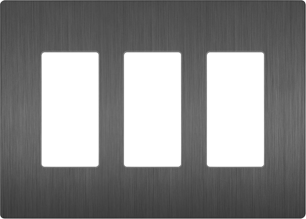 LIDER Brushed Finish Decorator Switch Cover, Screwless Wall Plate, Mid-Size 3-Gang 4.88" x 6.77", Unbreakable Polycarbonate Thermoplastic, UL Listed, LSWP-33M-BSG, Brushed Space Gray
