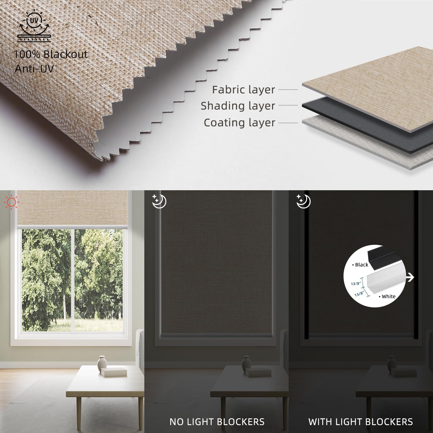SmartWings Motorized 100% Blackout Shades Blinds, Custom Size, Cordless Window Shades with Rechargeable Battery, Work with Matter/Apple HomeKit, Alexa, Thread/Zigbee, Remote Optional, Linen Caramel