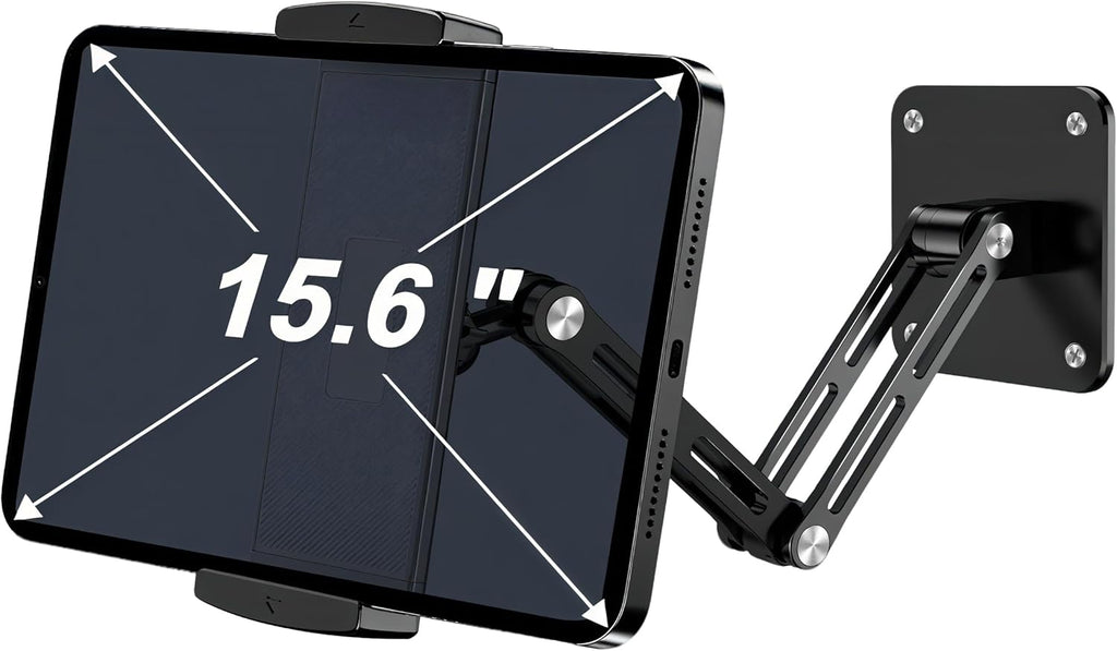 Bimo Tablet Wall Mount Holder for 4.7-15.6 inch, iPad Wall Mount Holder with Arm & Adjustable Rotating Base Compatible with iPad, Tablet Devices