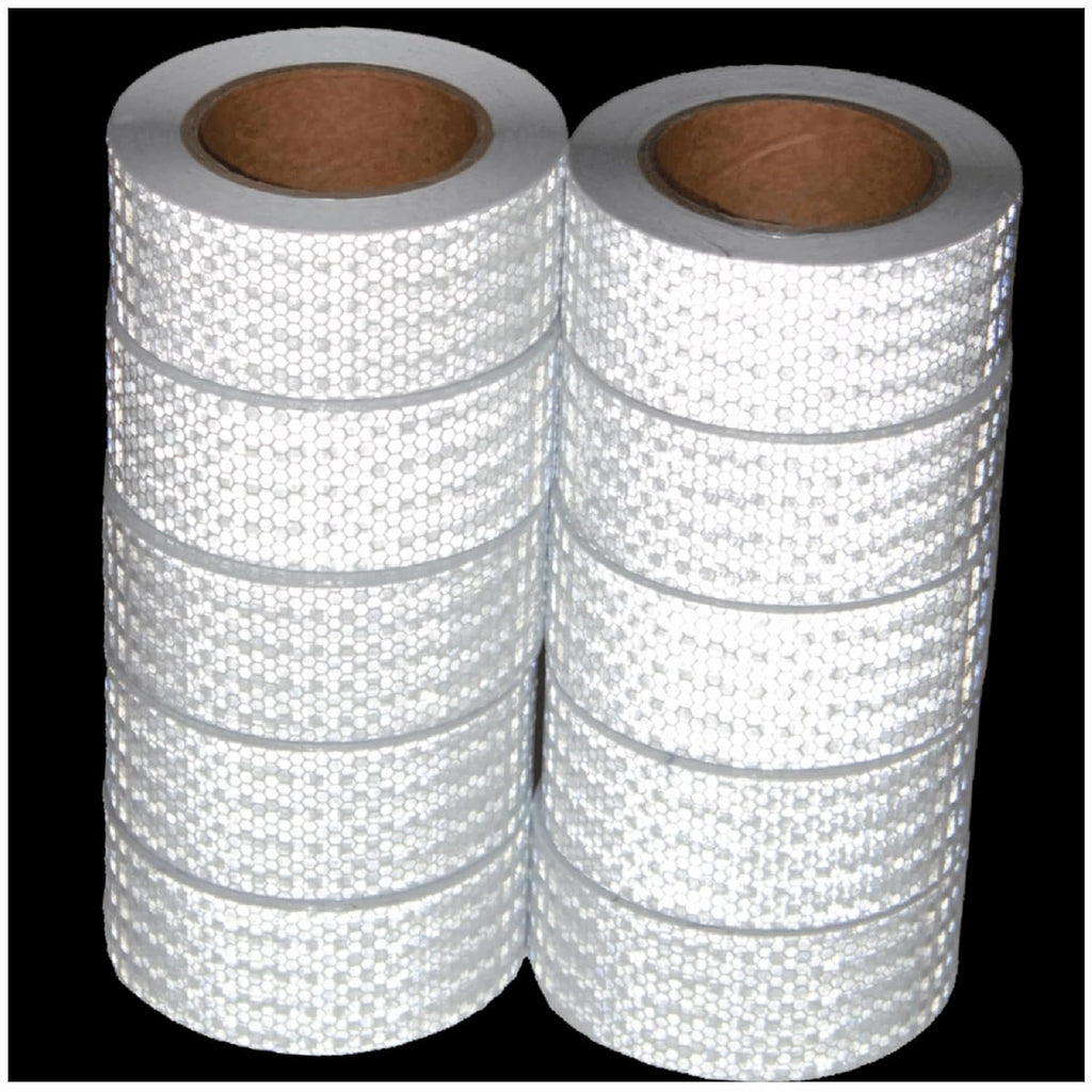 White Reflective Tape Outdoor Waterproof 2 inch Wide, High Visibility Warning Industrial Marking Tape,Safety Stickers (68 feet,10 Rolls)