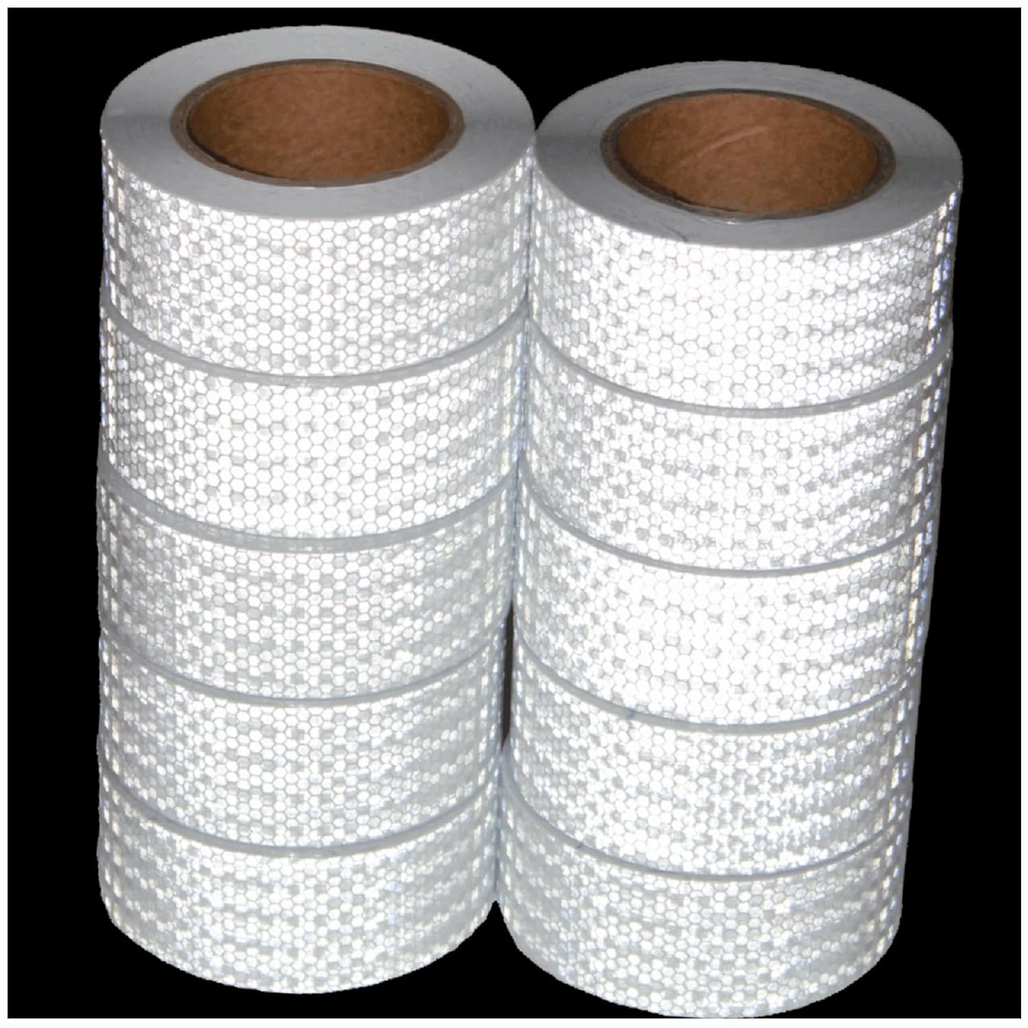 White Reflective Tape Outdoor Waterproof 2 inch Wide, High Visibility Warning Industrial Marking Tape,Safety Stickers (68 feet,10 Rolls)
