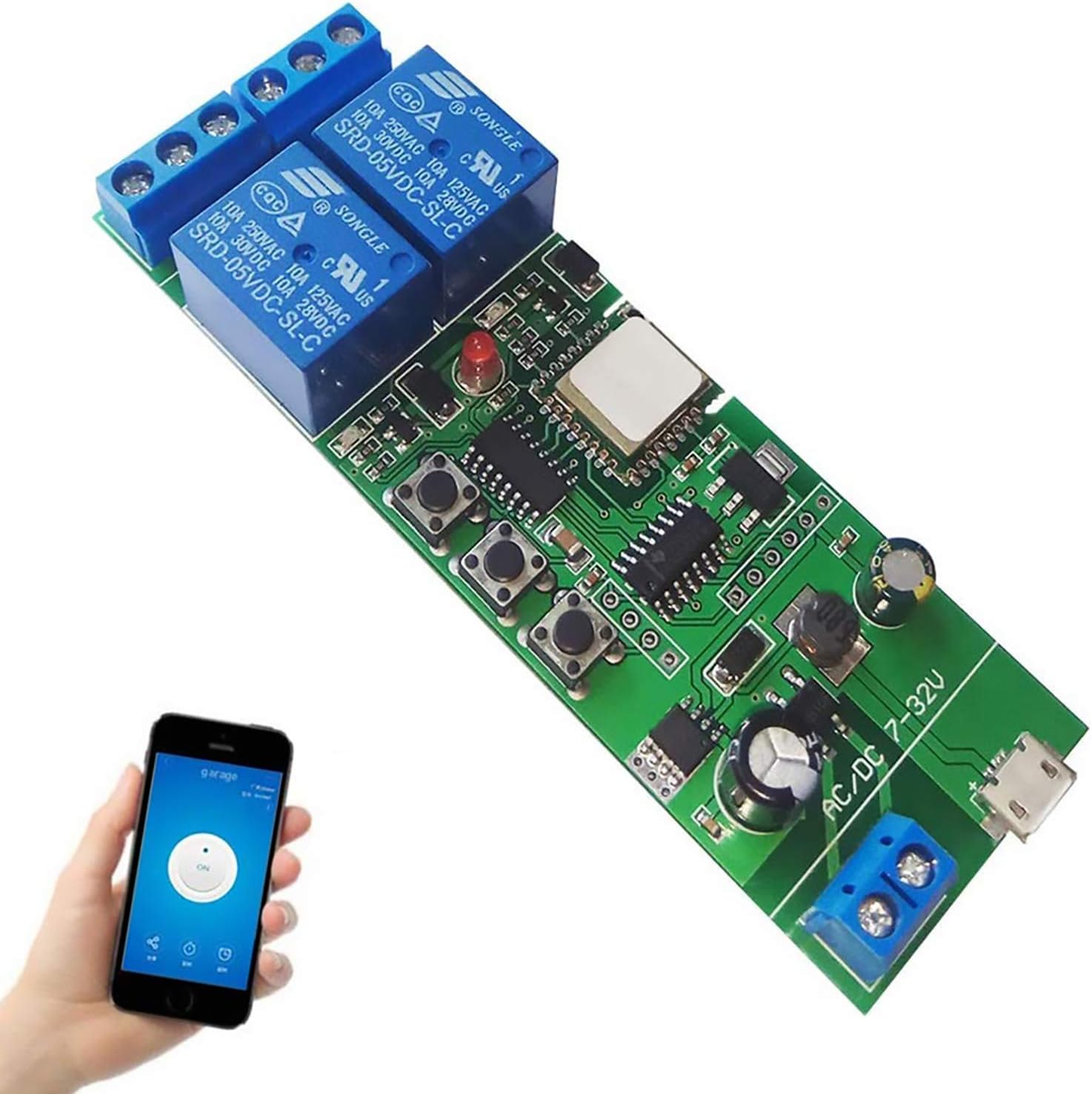 Wireless Jog Relay momentary/self-Locking Switch Module DIY Smart Home Remote Control WiFi Relay Switch Ewelink App Compatible with Alexa Echo Google Home IFTTT (DC2)