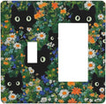 Boho Funny Black Cute Cats Daisy Wildflower Outlet Covers 1 Toggle 1 Rocker Combination Decorative Wall Plate Electrical Switch Plates Light Switch Cover Plate For Kids Room Bed Room Decor