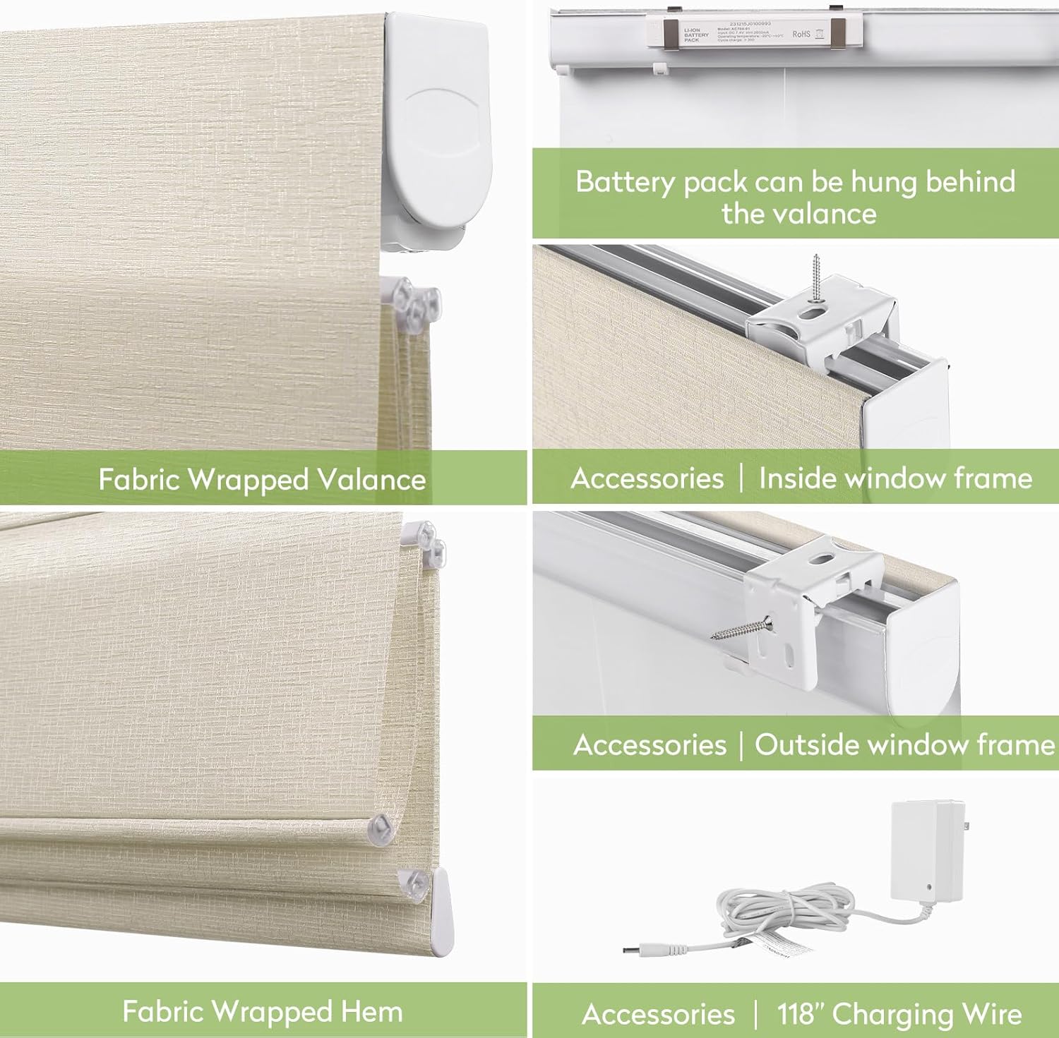 ZSTARR Smart Roman Shades Rechargeable Motorized Blinds with Remote Light Filtering Roman Window Shades Plain Fold Soft for Doors Bedroom, Custom Size (Sheer Beige)