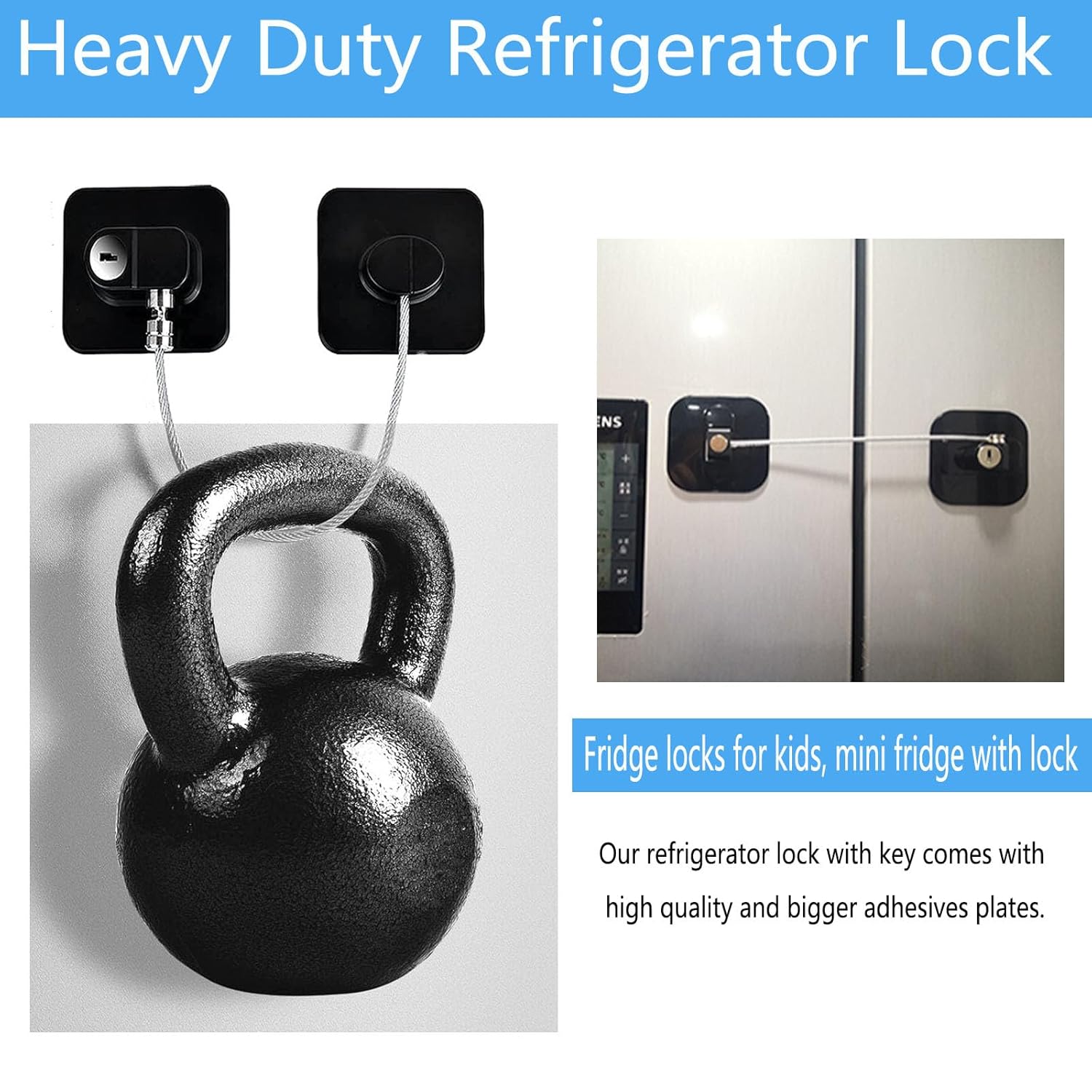 YEYA Upgraded Child Proof Refrigerator Door Lock, Large Base 1-Pack, Fridge Locks for Kids with Key