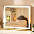 ROLOVE Vanity Mirror with Lights 23x18 Inch, Gold Lighted Makeup Mirror, 3 Color Modes, Smart Touch Dimming, Large Vanity Mirror for Desk, Bathroom, Wall
