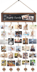 Bikoney Picture Frames Collage Photo Hanging Display Picture Board Wood Rustic Frames for Wall Decor and Dorm Room Decor with Blackboard and 30 Clips Carbonized Black