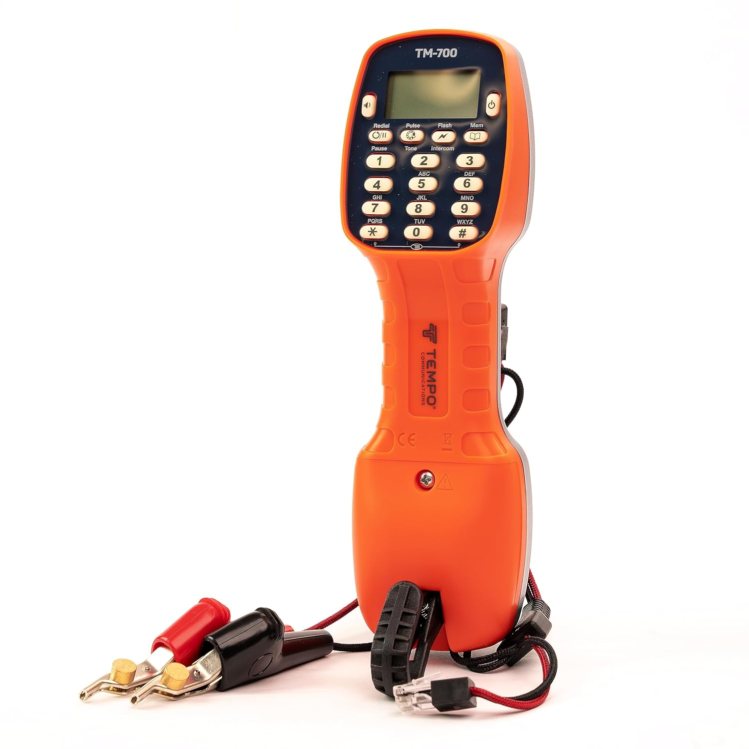 TEMPO Communications TM-700 Telephone Test Set, Lineman's Butt Set Phone Tester w/LCD Display, ABN Bed of Nails & Spike Croc Clips & RJ11, DSL Line Filter (Professional Grade) (TM-700)