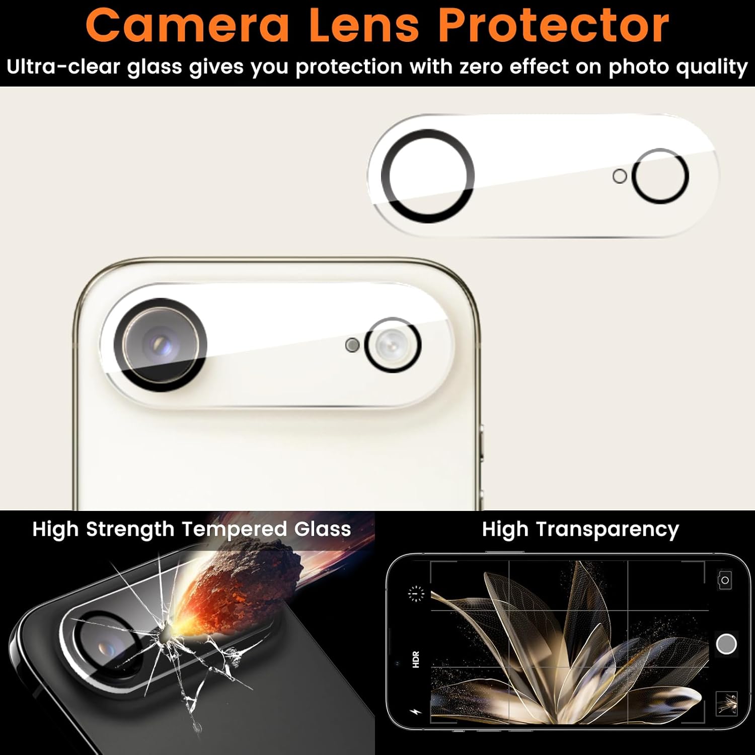 4 Pack Privacy Screen Protector for iPhone 17 Air 6.5-Inch with 4 Pack Camera Lens Protector, Anti Spy Tempered Glass Film 9H Hardness Bubble Free Case Friendly