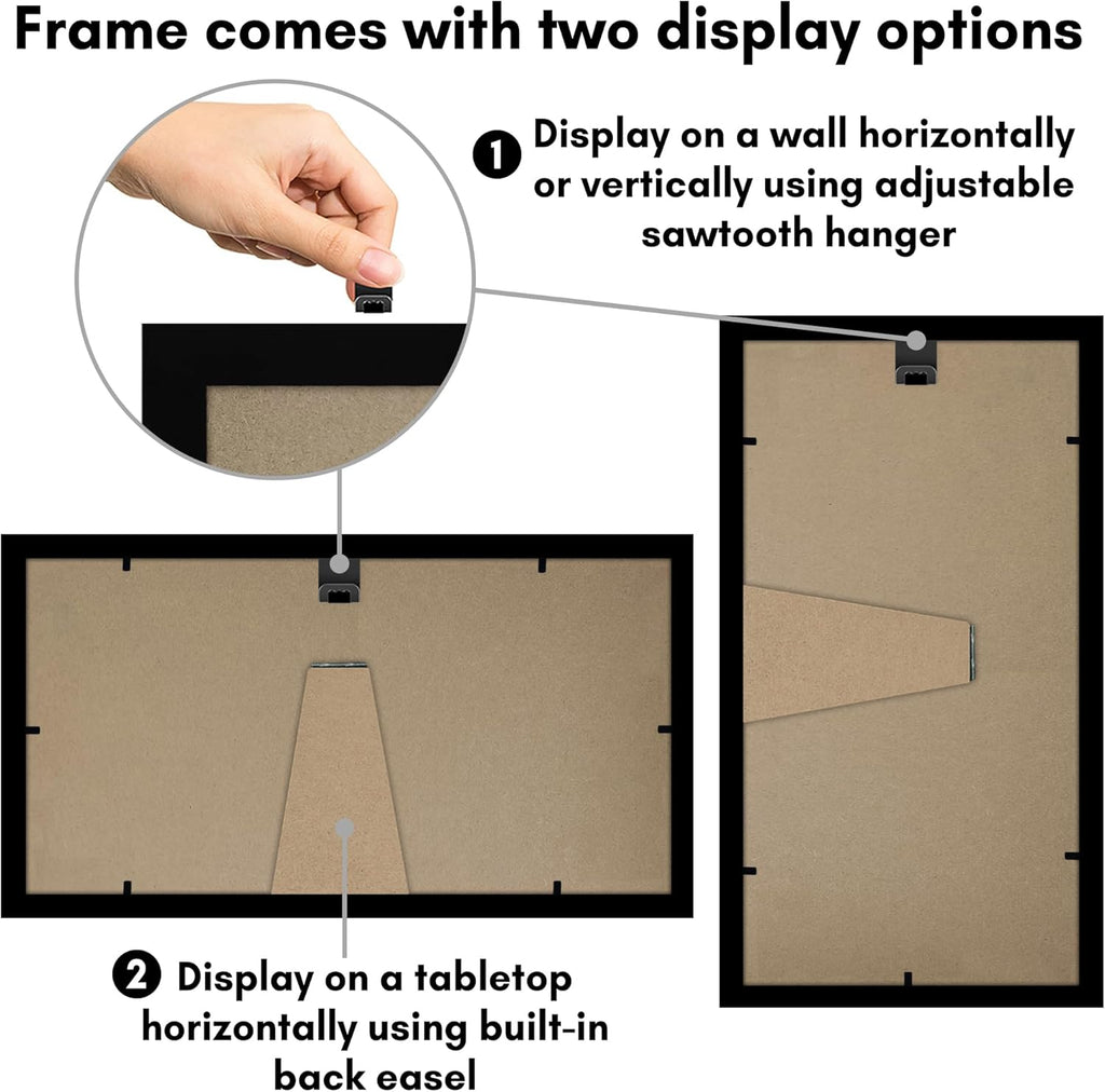 Americanflat 5x10 Picture Frame with Shatter-Resistant Glass - Signature Collection - Gallery-Style Frames Made of Engineered Wood - Photo Frame for Tabletop and Wall Display - Black