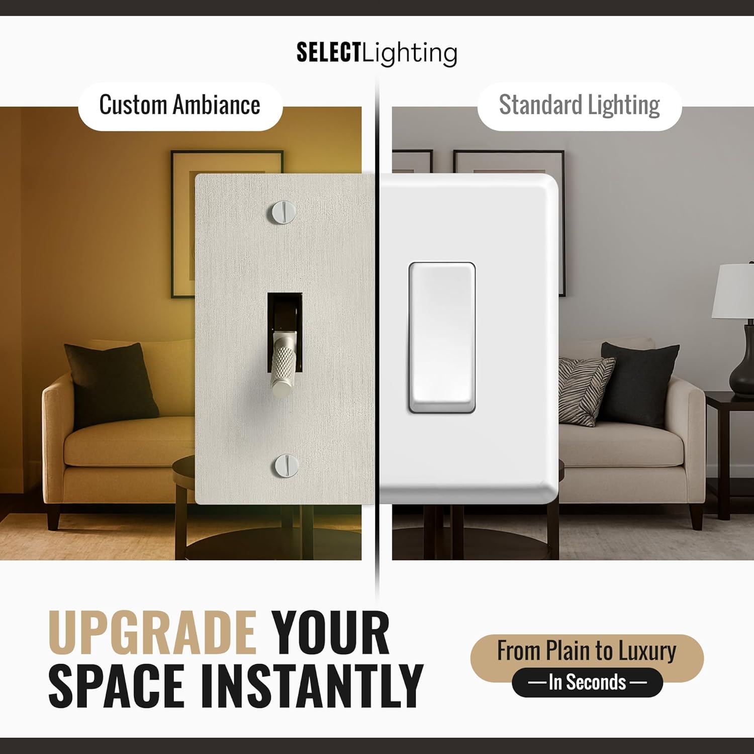 Select 15A 120V AC 2-Gang Toggle Switch, Vintage Satin Nickel Plated Single Pole 3 Way Compatible Wall Mount Toggle Switch, Included Faceplate & Switch Module, UL Listed