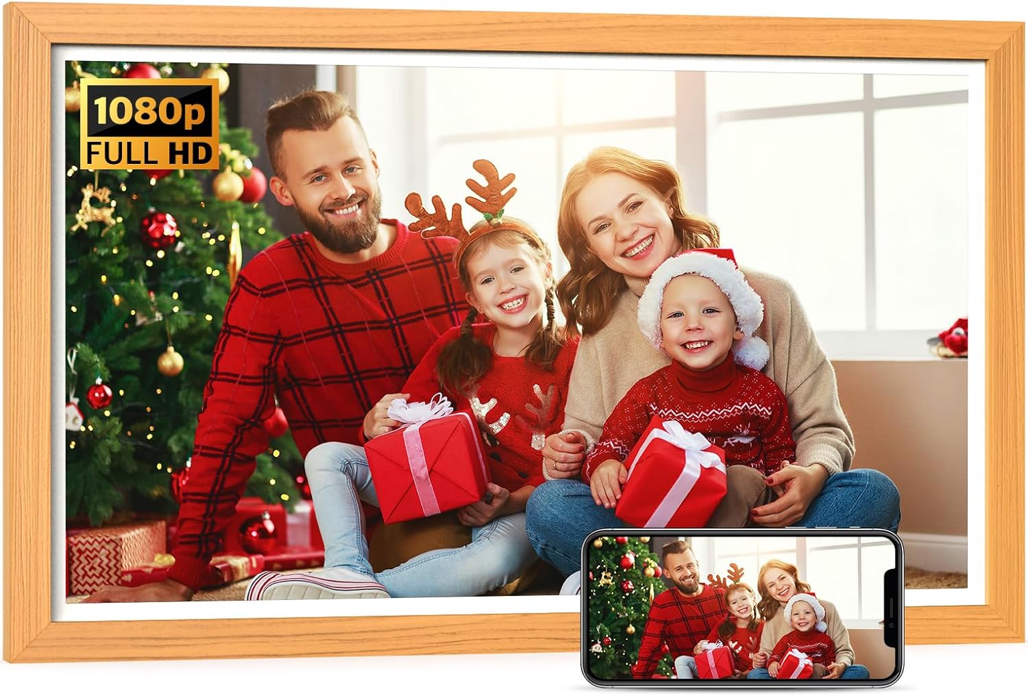 21.5-inch Digital Picture Frame Dual-WiFi Digital Photo Frame - 1080P Video Playback, Smartphone Syn Screen, 32GB, Share Photo Video via App Email, Unlimited Cloud Storage, Wall Mounted for Home Decor