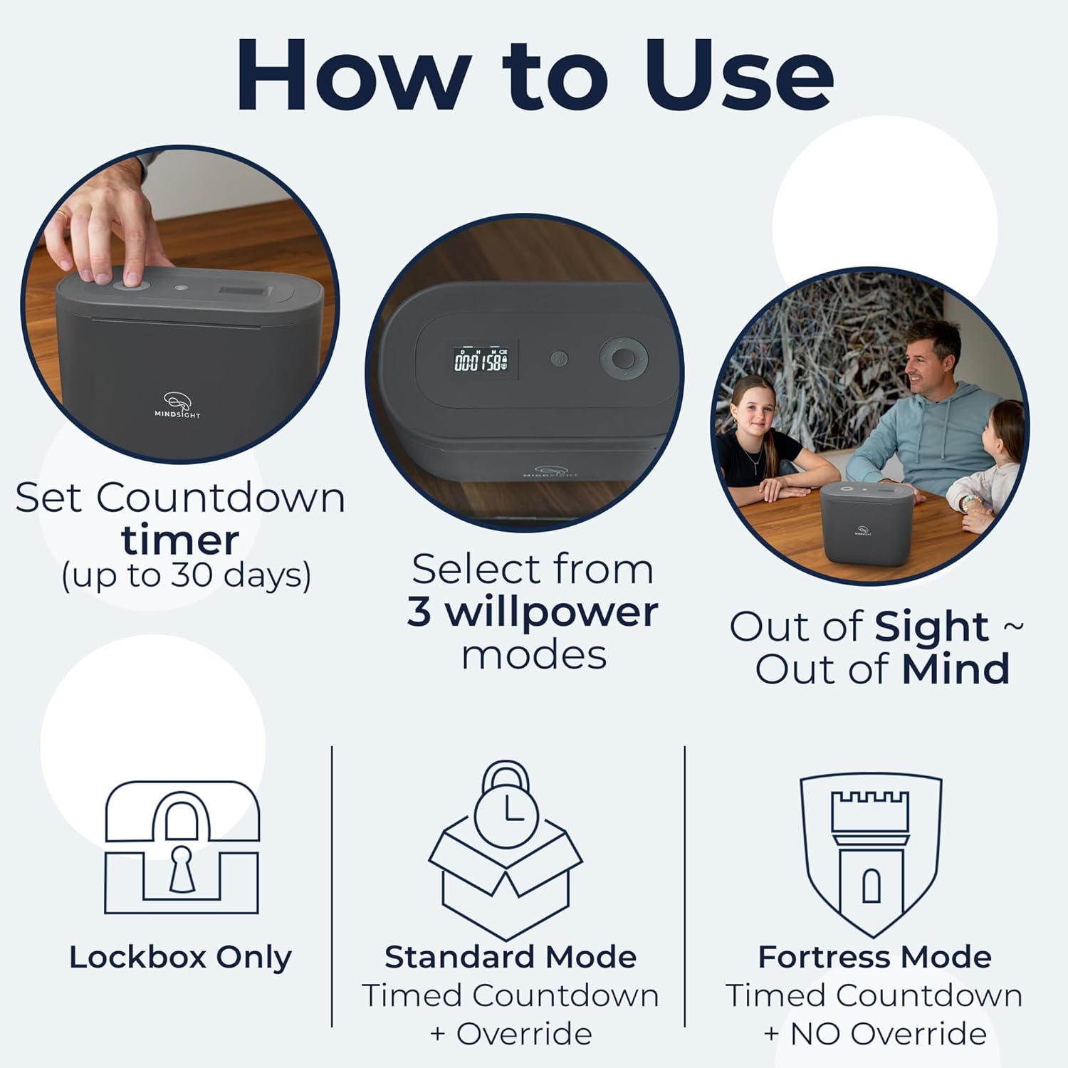 Mindsight Timed Lock Box Plus | Fits Small Tablets (iPad Mini), Phones (10+) & More | Great for Schools & Families | Helps Reduce Screen Time & Build Better Habits | Out of Sight ~ Out of Mind