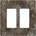 Decorative Outlet Covers Brown Vintage Abstract Floral 2 Gang Wall Plate Double Rocker Two Switch Wall Cover Plate Jumbo Dual GFCI Faceplate for Country Bedroom Home Decor