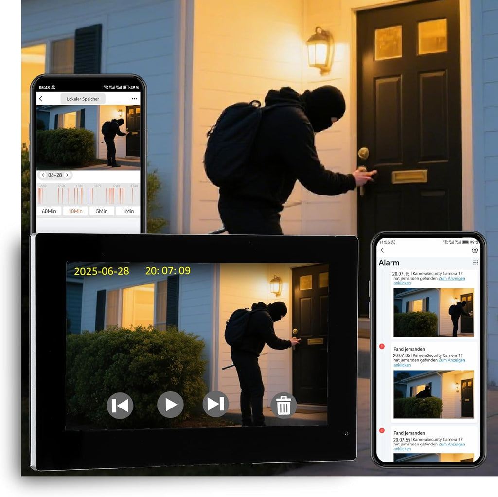 2 Wired Video Intercom System, 7 Inches Video Doorbell Camera with Monitor, Wired Video Door Phone HD Camera Kits Support tuya, Two Way Talk, Video Recording, Remote Unlock for Smart Home