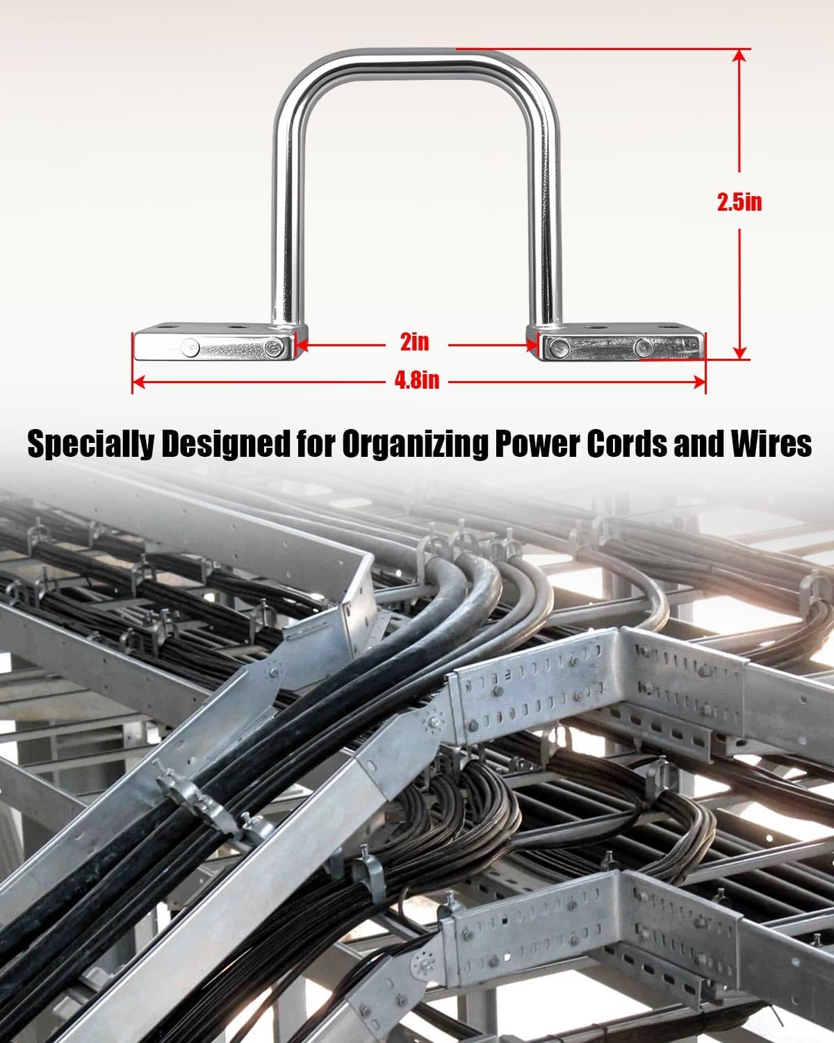 25Pcs 2 Inch D Rings, Aluminum Heavy Duty Distribution Rings for Managing and Organizing Electric Cables Wires, Silver