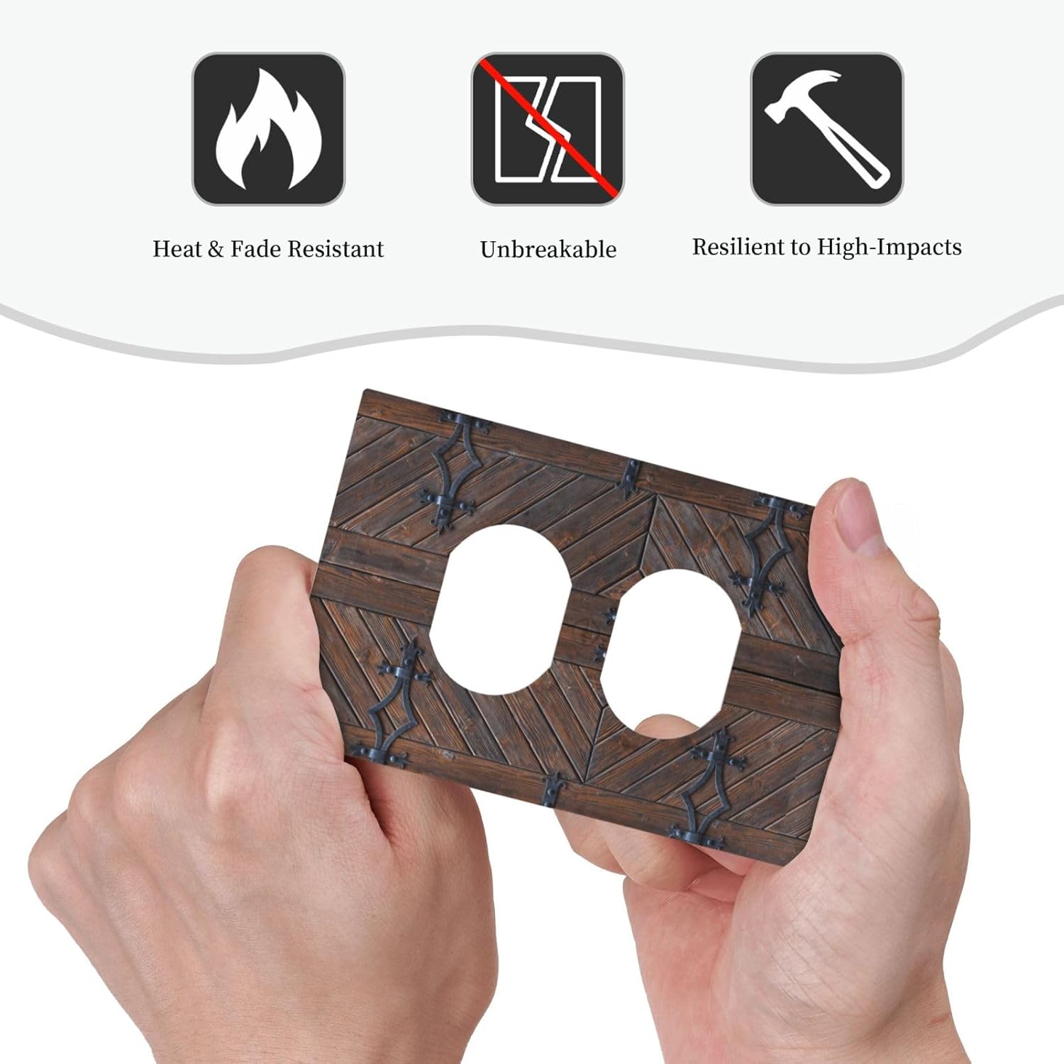 Decorative Outlet Covers Vintage Brown Wood Barn Door 1 Gang Duplex Light Switch Cover Plate Unique Wall Plate Electrical Switch Plate Covers for Farmhouse Home Decor （2 Pack）