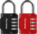 Puroma 2 Pack Combination Lock for Locker 4 Digit Outdoor Waterproof Padlock for School, Gym, Sports, Fence, Toolbox, Gate, Case, Outdoor, Hasp Storage, Cabinets (Red & Black)