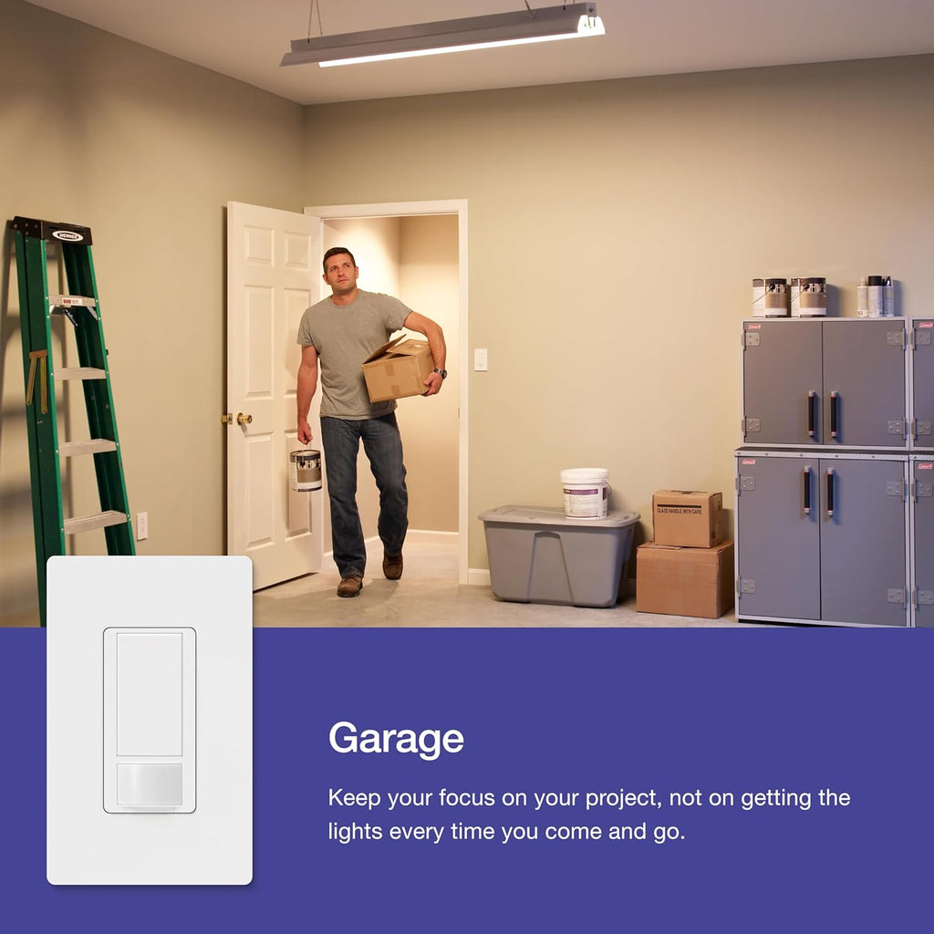 Lutron Maestro Motion Sensor Light Switch Indoor for Bathroom, Garage, Laundry Room, Closet, Occupancy Sensor Light Switch, Single-Pole, No Neutral, MS-OPS5M-GR