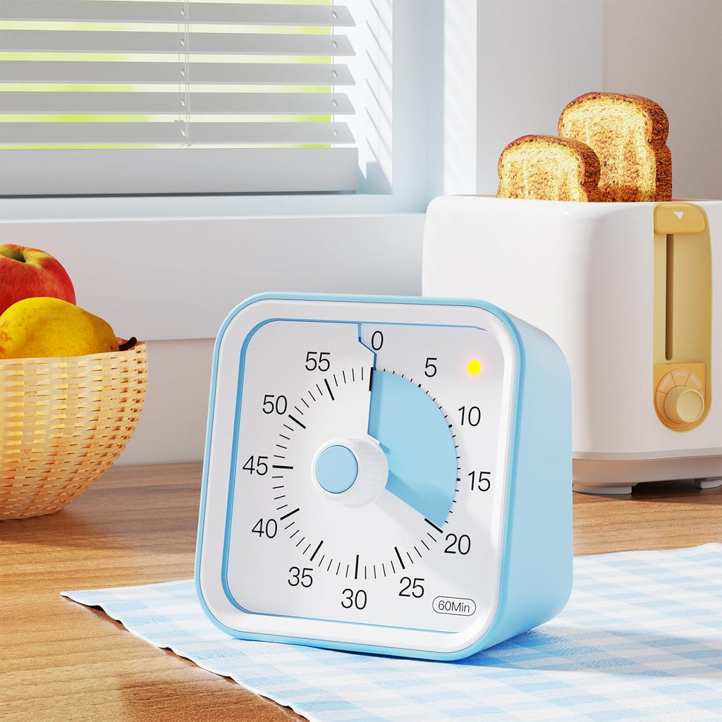 Visual Timer for Kids with Pause Function, 60 Minute Countdown Timer for Kids Desk Study, Teaching, Kitchen Cooking, Office Meetings, Time Management for ADHD (Blue)