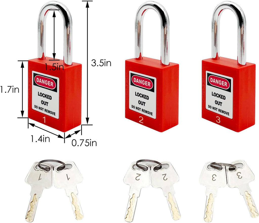 JOJOMARK Lockout Tagout Kit Electrical Loto - Group Lockout Hasps, Lockout Tags, Safety Padlocks with Number, Nylon Ties with Pocket Bag (Red Bag kit)