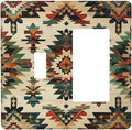 Outlet Covers Southwest Rustic American Indian Aztec Boho 1 Toggle 1 Rocker Combination Decorative Wall Plate Electrical Switch Plates Light Switch Cover Plate for Bed Room living Room
