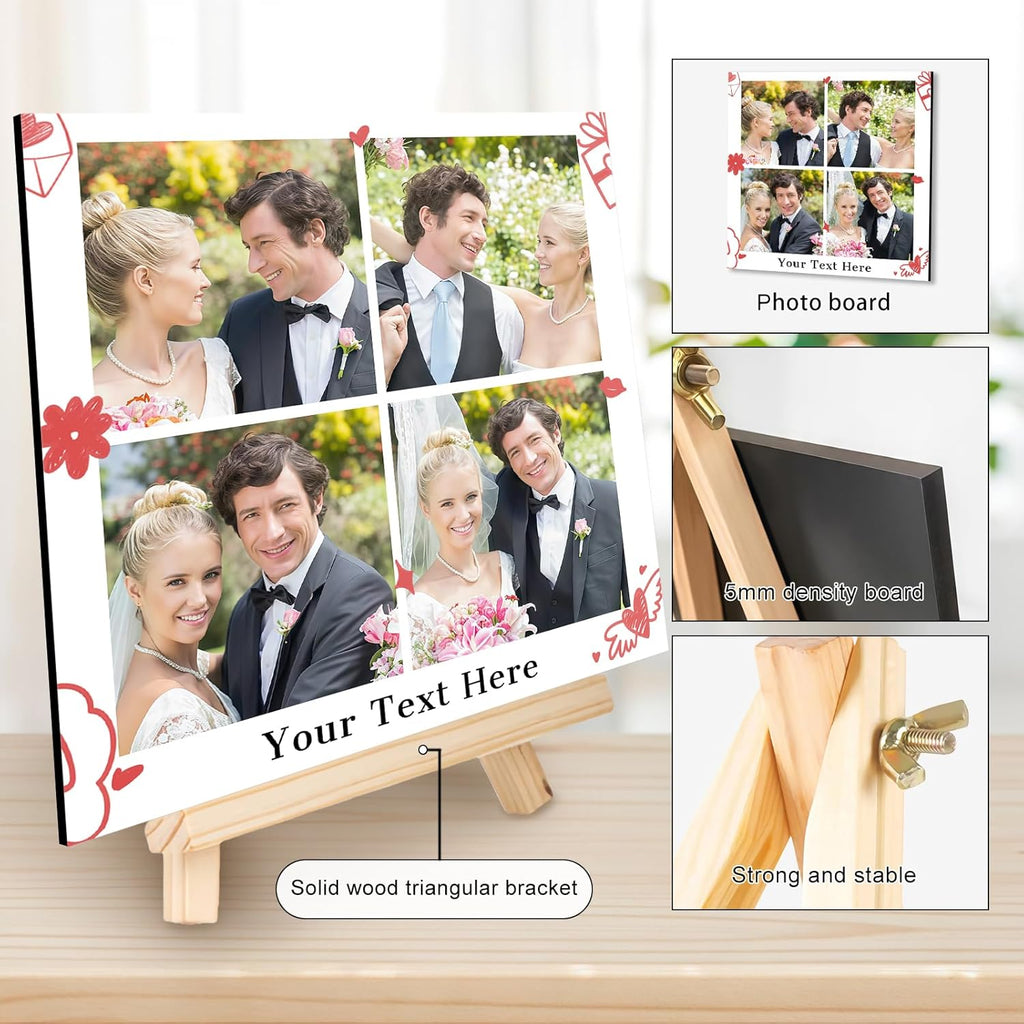 Custom Photo Frame with Stand, Personalized Picture Display, MDF and Wood Construction, Desktop Decor, Multiple Designs, Customizable Gift for Family and Friends