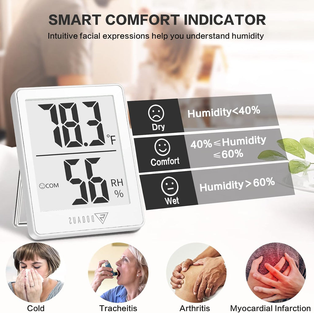 DOQAUS Digital Hygrometer Indoor Thermometer Humidity Gauge Room Thermometer with 5s Fast Refresh, Accurate Temperature Humidity Meter for Home, Office, Babyroom, Greenhouse (White)