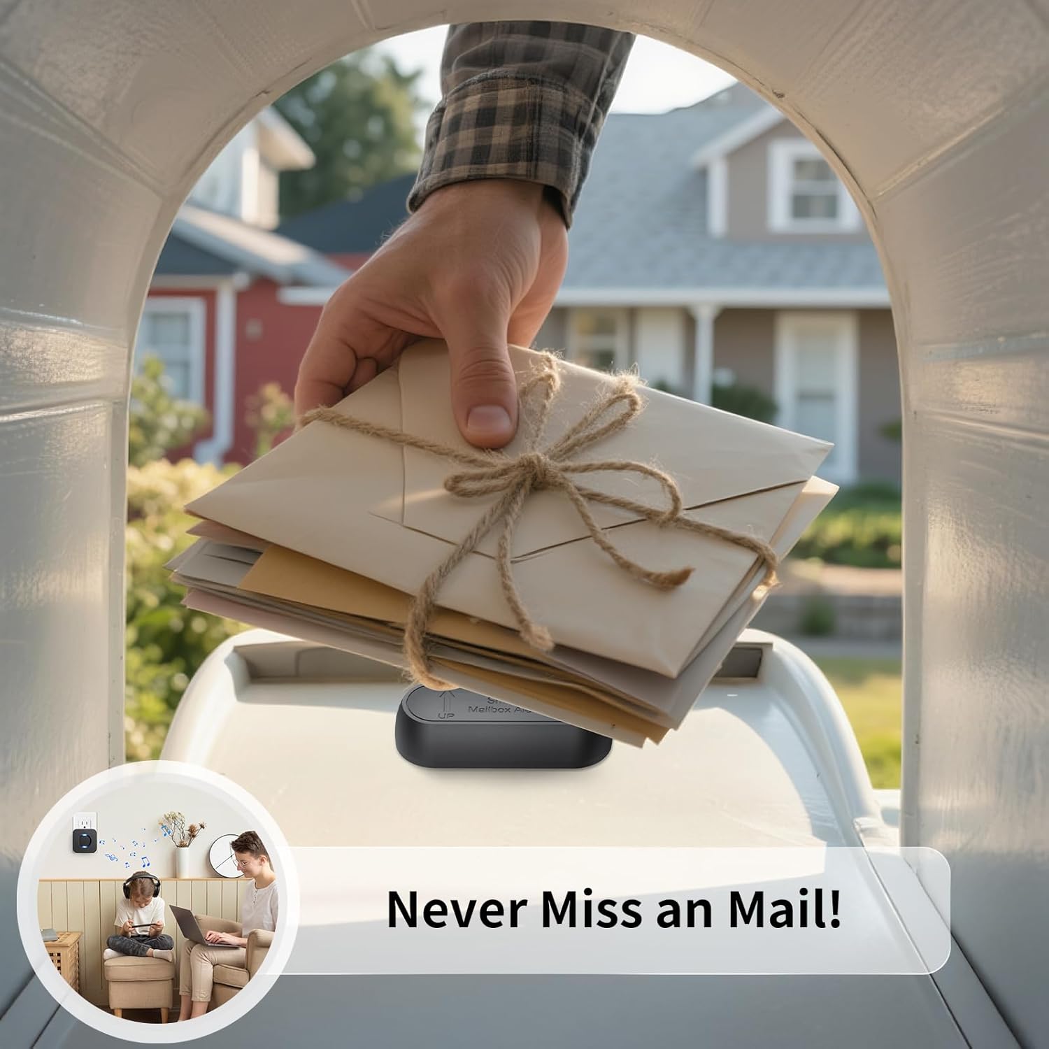 Mailbox Alarm Mail Chime Notification System-Mail Alarm 600 ft Long Range Wireless Mailbox Alert With LED Light Flashing and Sound Reminders