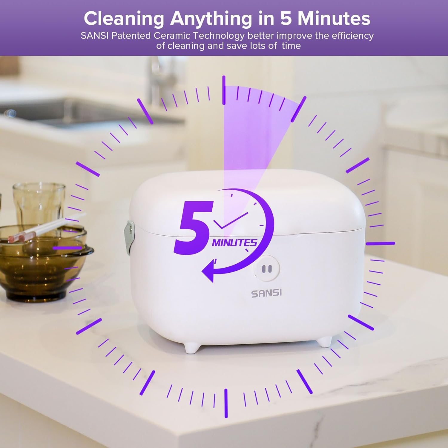 SANSI UV Light Sanitizer Box, 10W Sanitizes in 5 Minutes, 360° UVC Chips 5.1L Large Capacity Sanitizer for Baby & The Whole Family