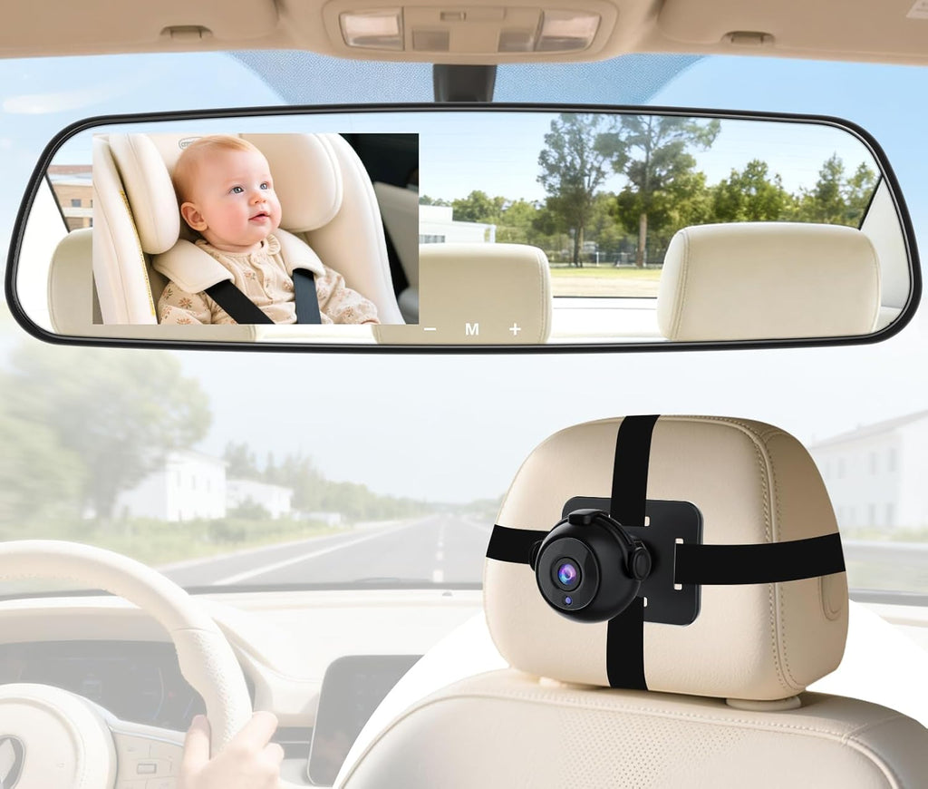 Baby Car Mirror Camera: Dash-Free 4.3-inch HD Clear Night Vision Wide Angle View for Infant Backseat Monitoring - Plug-Play No-Professional Installation for Parents Long Road Driving