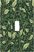 Vintage Green Plant Leaves Single Toggle Light Switch Cover plate Outlet Cover Decorative Switchplate Wall Plates Electrical Panel Cover for Bathroom Living Room 5 X 3 IN