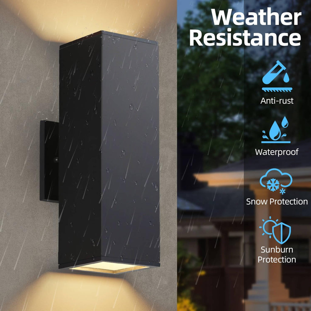 Dusk to Dawn Outdoor Lighting 2 Pack, Modern Outdoor Wall Lights Black Exterior Lighting Fixtures with E26 Base, Waterproof Sconce Outside Lights for House Porch Front Door, Bulbs Included