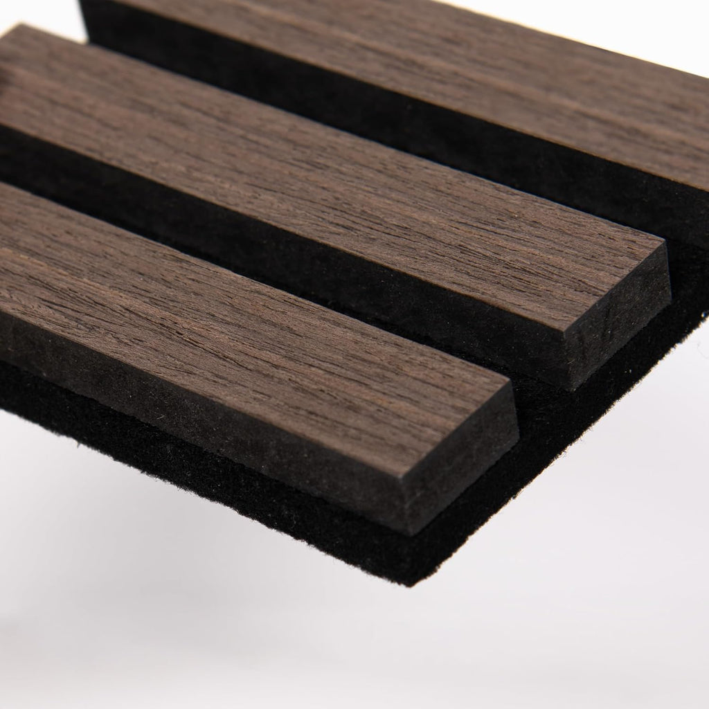 Sample Wood Salt Acoustic Wall Panels, Soundproof Wooden Wall Panels, 3D Fluted Sound Absorbing Panel, Natural Walnut, Sample Pack