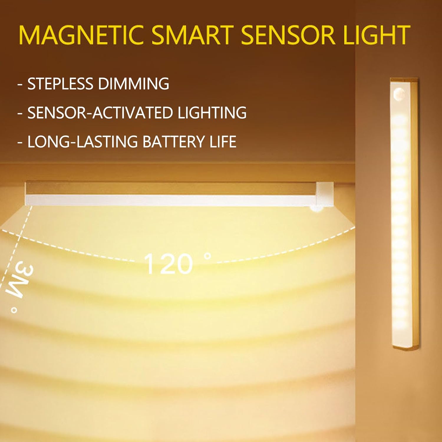 4 Pcs Punch-Free Smart Sensor Magnetic Rechargeable Led Lights, Motion Sensor Light Indoor, USB C Rechargeable Closet Under Counter Lighting for Kitchen,Wardrobe,Cupboard (30cm/11.8in)