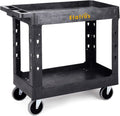 ELAFROS 2024 Model Heavy Duty Utility Cart 34x17 Inch, 2 Tier Rolling Service Cart with Deep Shelves, 550 lbs Capacity – Random Color Black or Gray, Clearance Work Cart