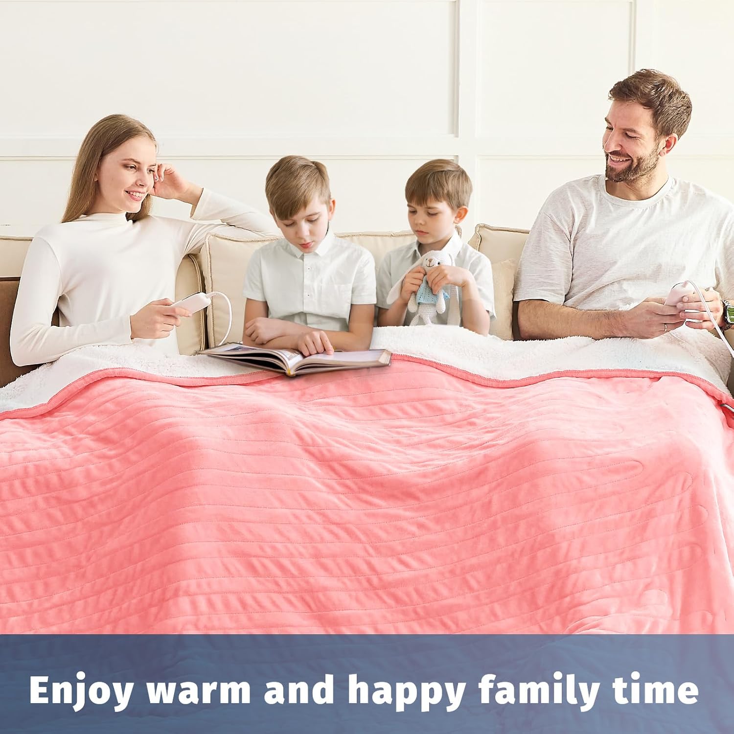 Heated Electric Blanket Queen Size - 84" x 90" Heating Blanket with Dual Control, 10 Heating Levels & 8 Hours Auto Off, Soft Warm Flannel Blanket, Christmas Birthday Gifts for Senior Grandma