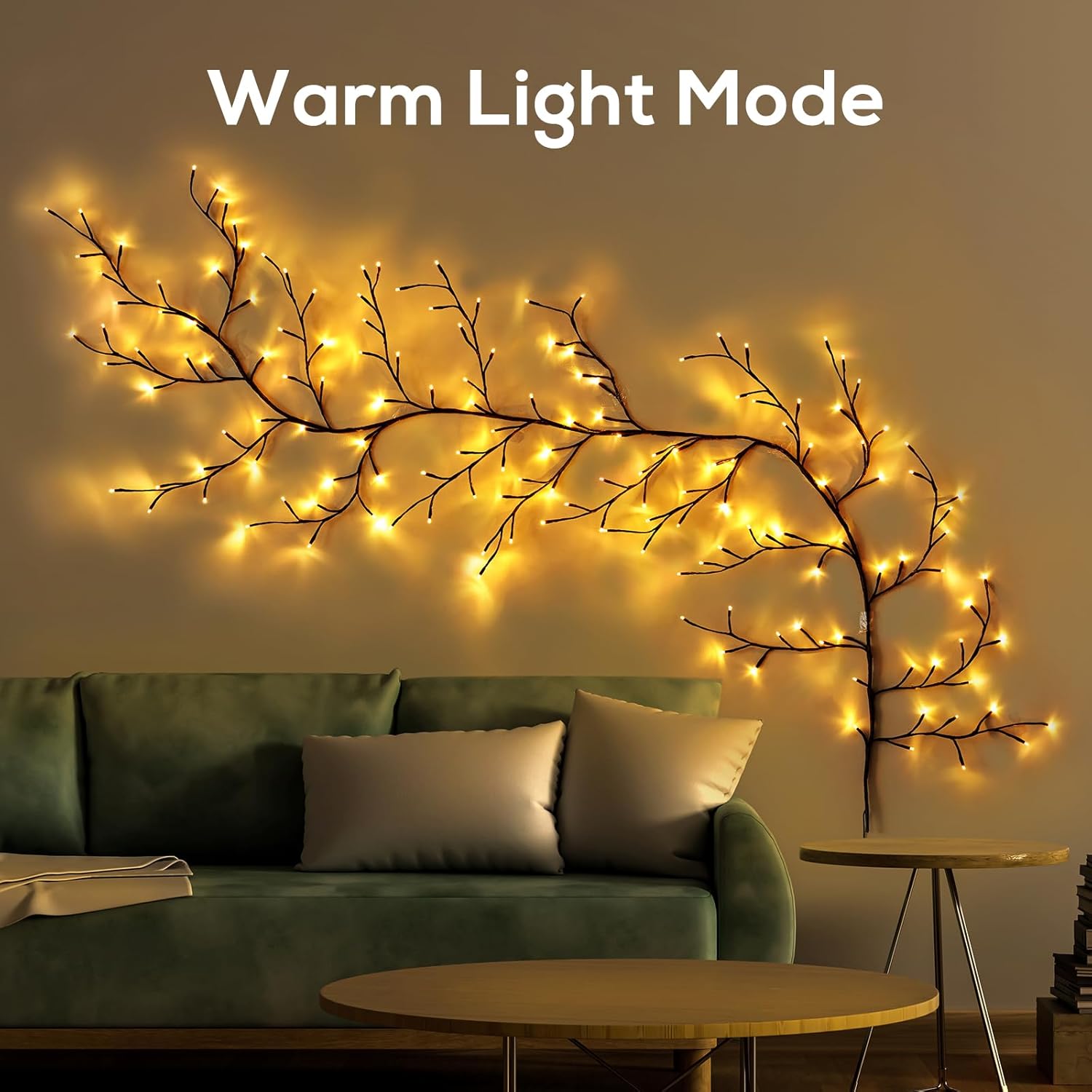 Enchanted Willow Vine Lights for Home Decor with 160LEDs, 8.2FT Voice-Activated Wall Decoration Light, Support Warm and Color Light Mode Switch, Ideal for Christmas, Wedding, Party Decor(Brown)(1PCS)