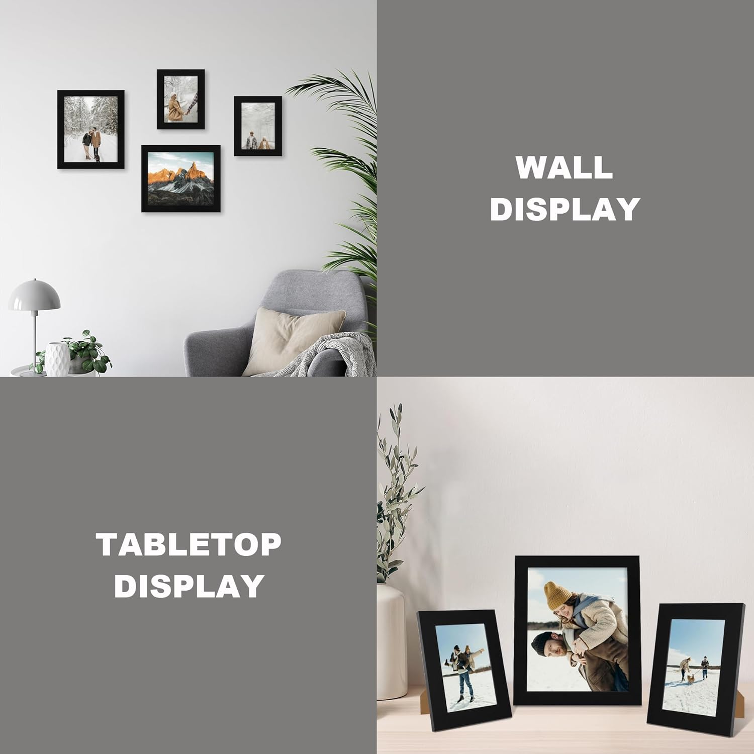 iRahmen 8.5x11 Picture Frame Set of 4, Wood Black Certificate Frame with Real Glass, Photo Frames 8.5 by 11 Diploma Document for Wall Hanging and Tabletop Display