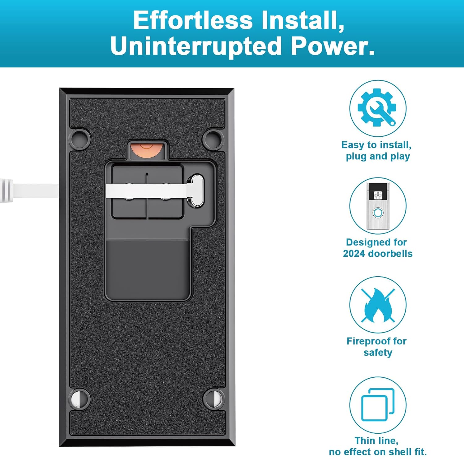 Doorbell Charger for Ring Battery Doorbell(2024 Release), USB C Charger Cable for No Drill Doorbell, 90 Degree USB C 17Ft Doorbell Charging Cable Sustainable Power Supply