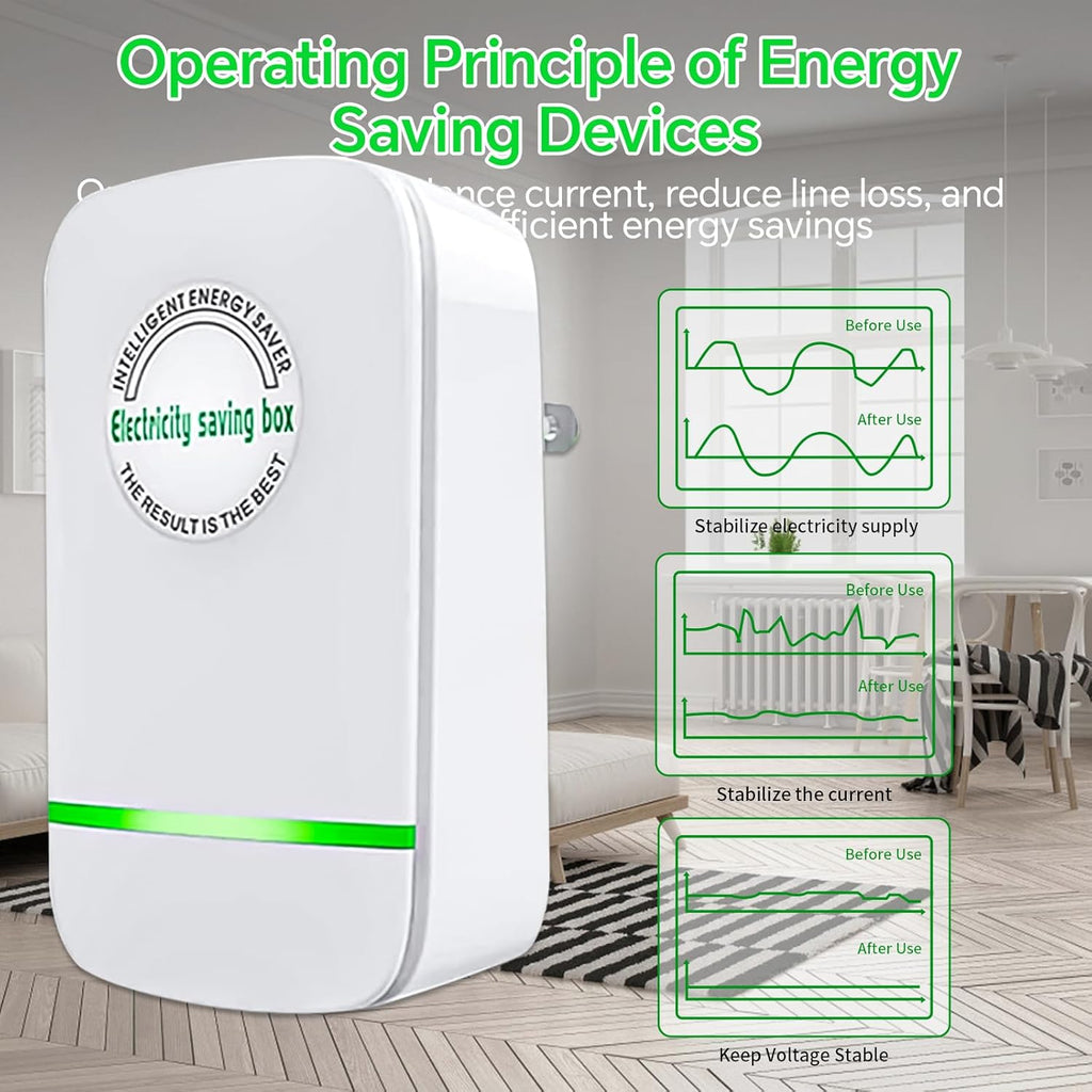 Power Saver Pro, 2025 Stop Watt Energy Saving Device, Intelligent Voltage Stabilization & Power Optimization Energy Saving Device, Household Office Electricity Saving Box US Plug 90V-250V 30KW 4Pack