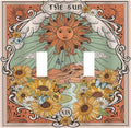 Boho Retro Sun Sunflower Vintage Flower Butterfly Decorative Switch Plates 2 Gang Double Toggle Outlet Light Switch Cover Wall Plate Electrical Faceplate for Farmhouse Home Decor