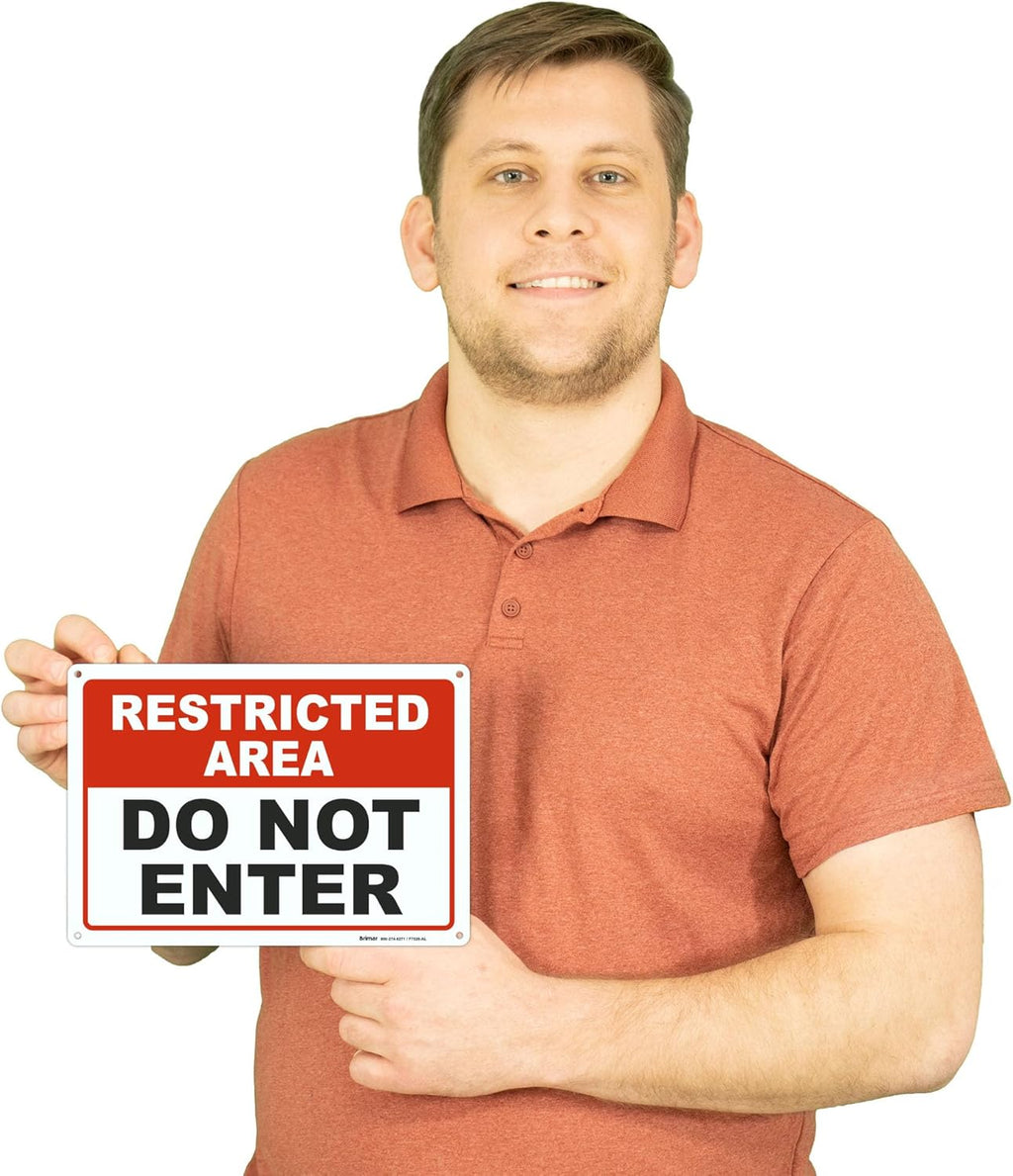Brimar - 10 x 7" - Restricted Area Do Not Enter Sign - .040″ Rust-Free Aluminum - Clear Communication - Easy Installation