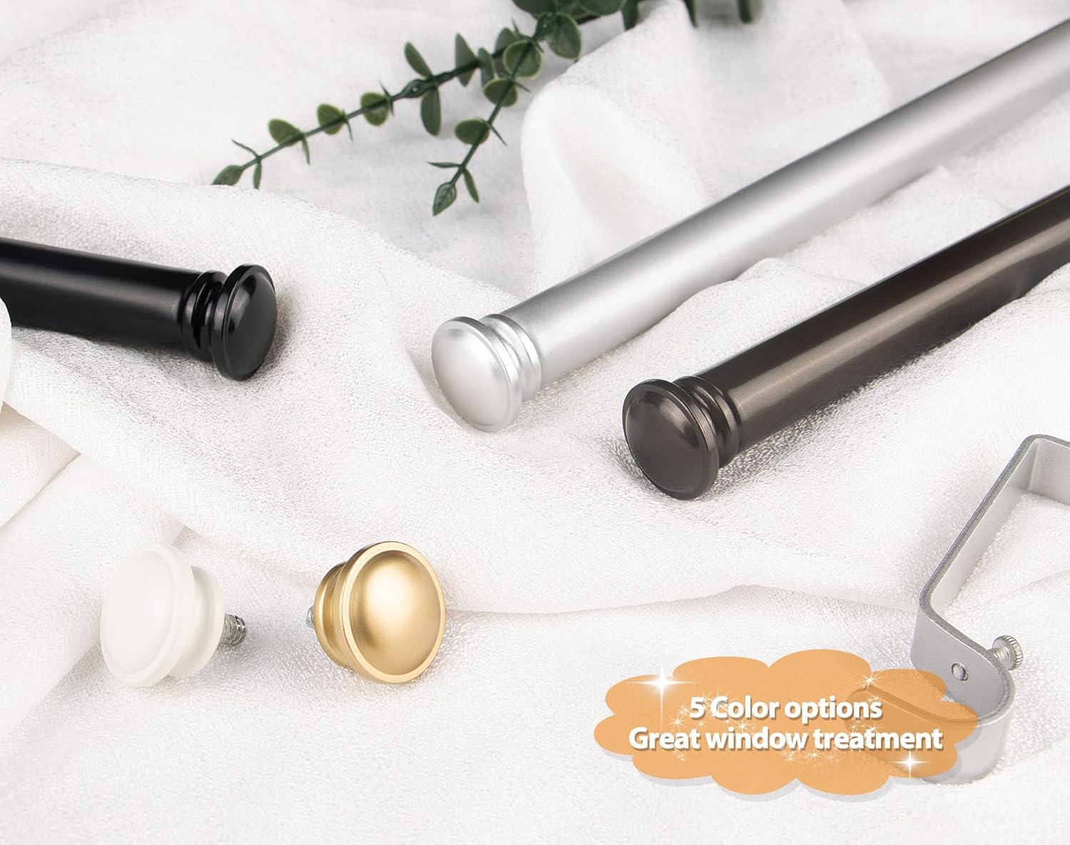 TONIAL Curtain Rod 32 to 115 Inch(2.6-9.6ft), Telescoping Splicing 3/4 Drapery Rods for Windows 83 to 110 Inch(6.9-9.1ft), Decorative Single Rod with Small Cap Finial, Bronze