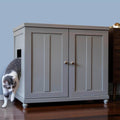 The Refined Feline Cat Litter Box Enclosure Cabinet, Shaker, Smoke Gray, Round Feet, XLarge, Hidden Litter Cat Furniture with Drawer