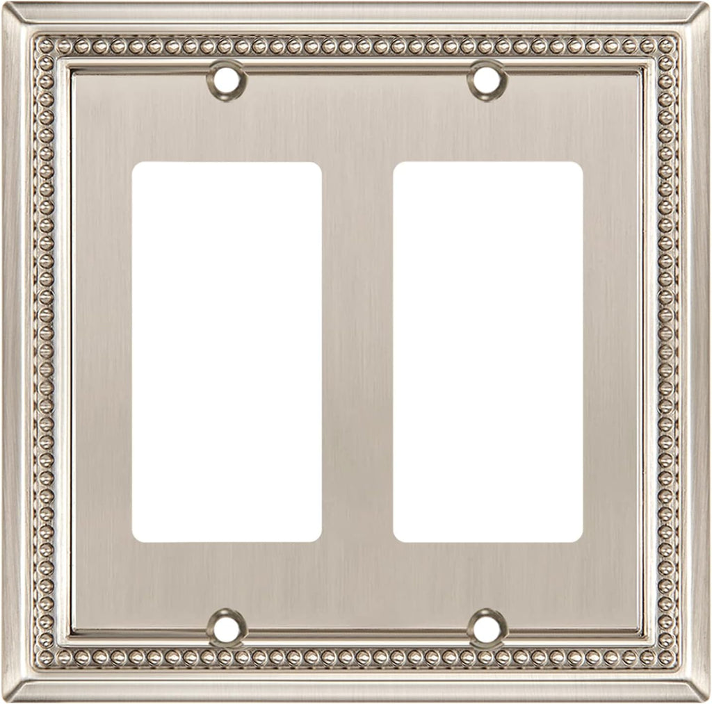 Henne Bery Sunken Pearls Heavy Duty Decorative Wall Plate Switch Plate Outlet Cover (Double Decorator, Satin Nickel)