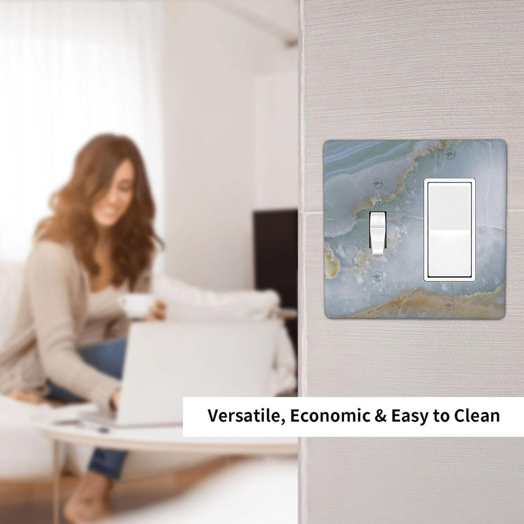 Outlet Covers Colored Art Marble Golden Line 1 Toggle 1 Rocker Combination Decorative Wall Plate Electrical Switch Plates Light Switch Cover Plate For Bathroom Kitchen Decor