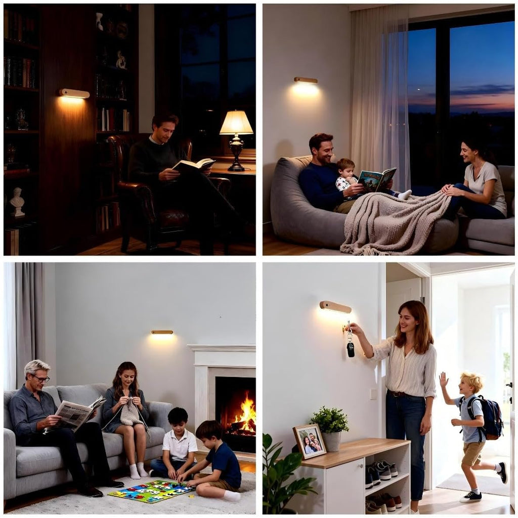 2 Pcs LED Motion Sensor Night Light Battery Operated Wall Light-USB Rechargeable Magnetic Light with Warm White Light for Kids Room Bathroom Cabinet Closet Hallway Comes
