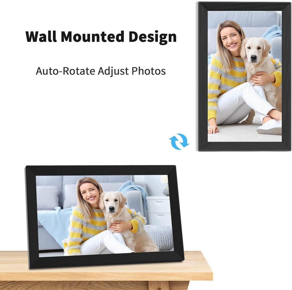 Digital Picture Frame 15.6 Inch 32GB Storage WiFi Digital Photo Frame 1920×1080 IPS FHD Touch Screen, Auto-Rotate, Wall-Mounted, Easy to Share Photos via Free APP Gift for Family