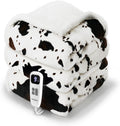 Cow Print Heated Blanket Full-Heating Electric Blanket Full with 10 Heat Levels & 10 Hours Auto-Off, Cozy Soft Fleece Sherpa, Washable, 72 x 84 Inches Cow Print White